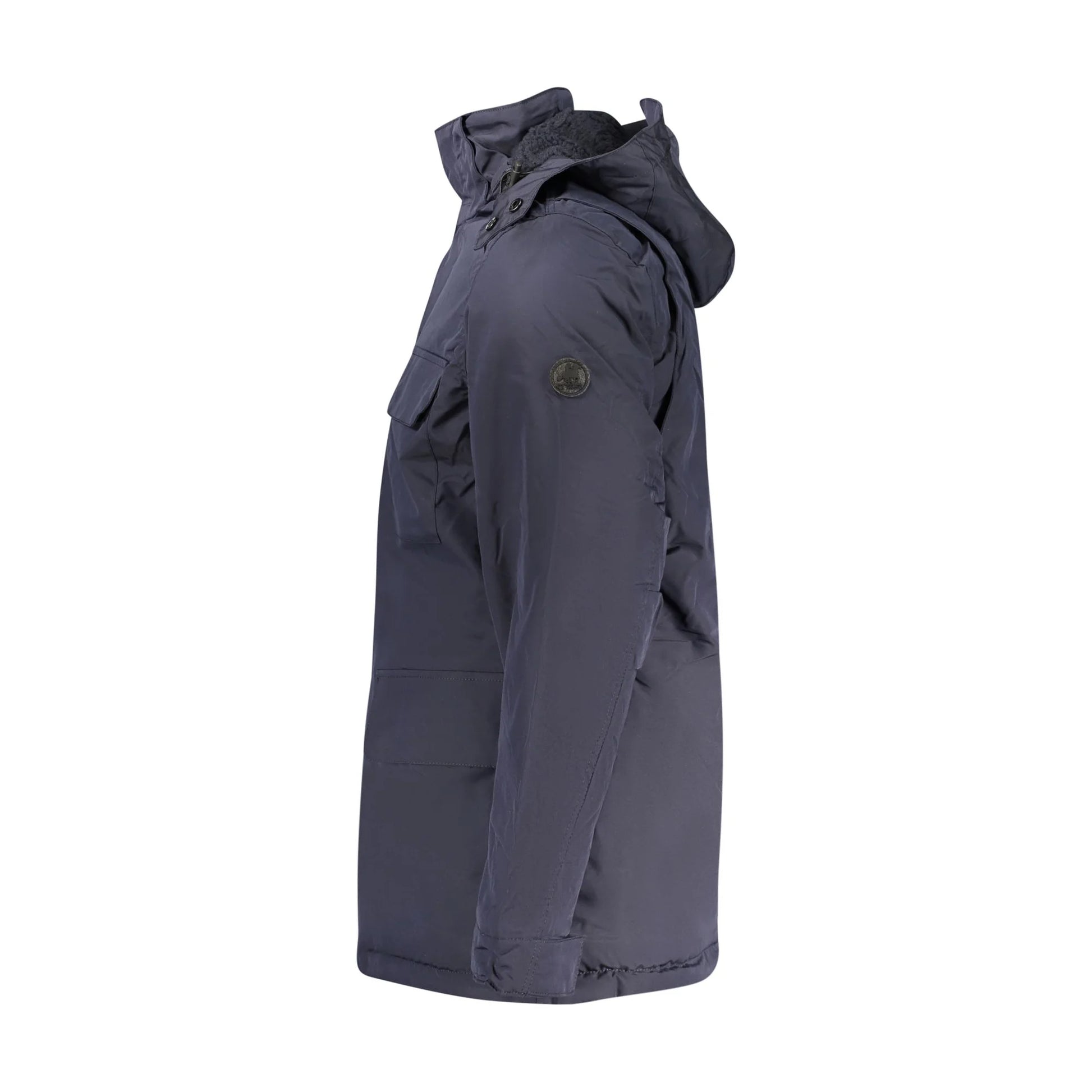 U.S. Grand Parka Uomo Blu Lungo con Cappuccio Removibile Logo Giubbotti e Giacche - vista 3