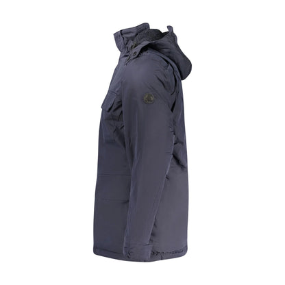 U.S. Grand Parka Uomo Blu Lungo con Cappuccio Removibile Logo Giubbotti e Giacche - vista 3