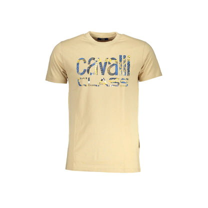 Cavalli Class T-Shirt Maniche Corte Uomo Beige Stampa Logo - foto prodotto