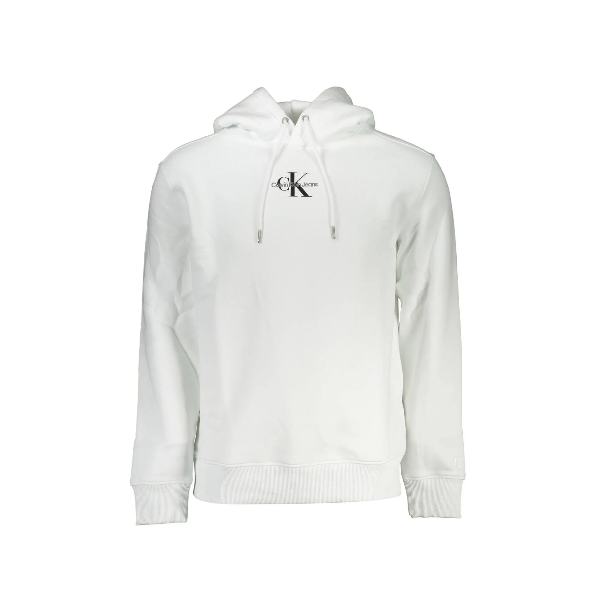 Calvin Klein Felpa Uomo Bianca Cappuccio Felpata Ricamo Stampa Felpe Bianco - foto prodotto