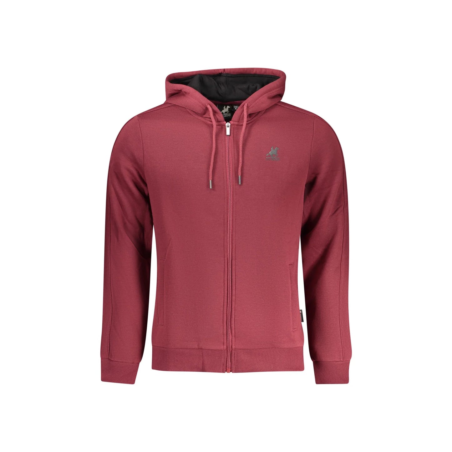 U.S. Grand Felpa Uomo Rossa con Cappuccio Zip Felpata Tasche Logo Felpe Rosso - foto prodotto