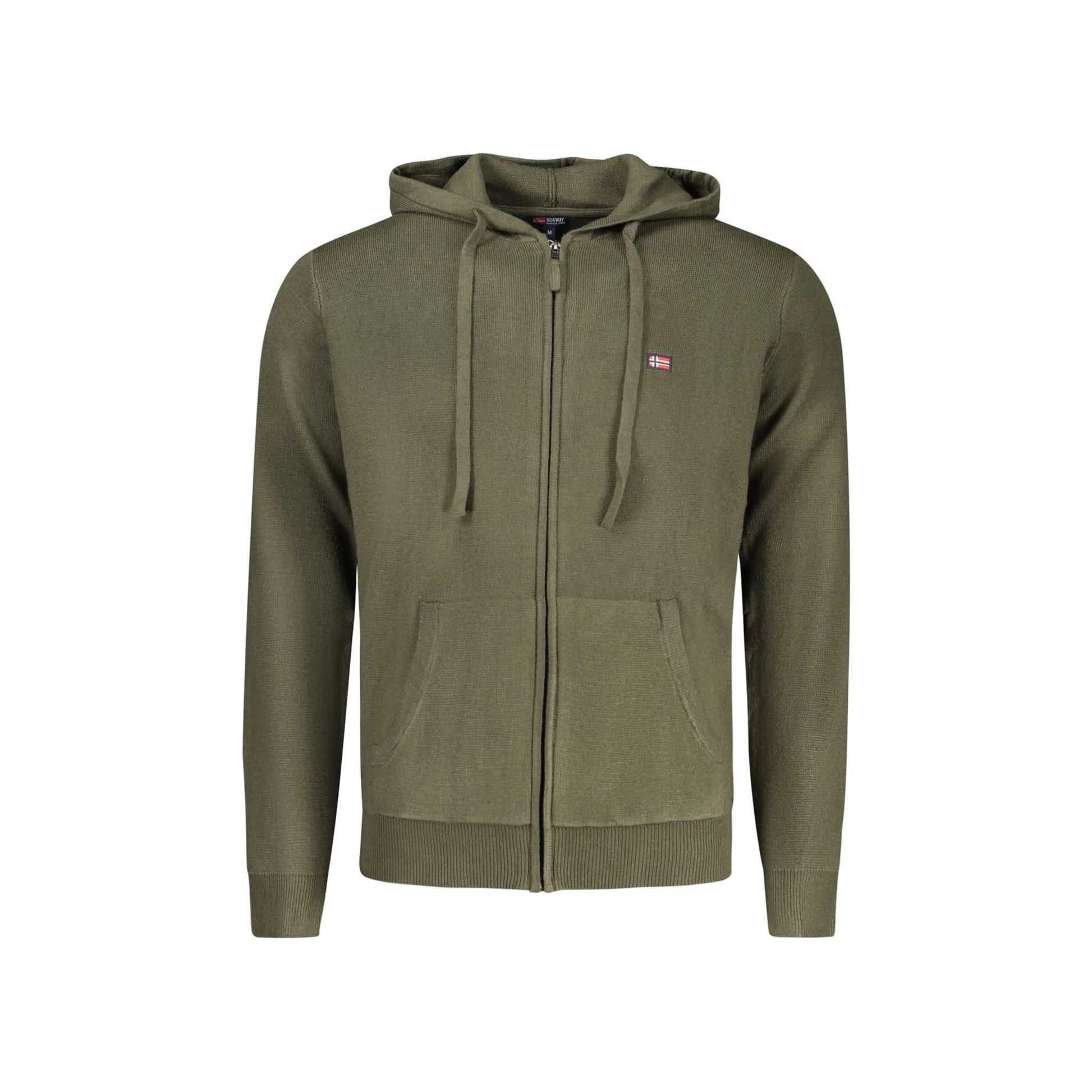 Norway 1963 Cardigan Uomo Verde con Cappuccio Zip Tasche Ricamo Logo Maglie - foto prodotto