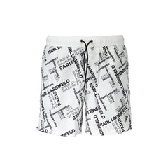 Karl Lagerfeld Beachwear Pánske Plavky Biele s Logom