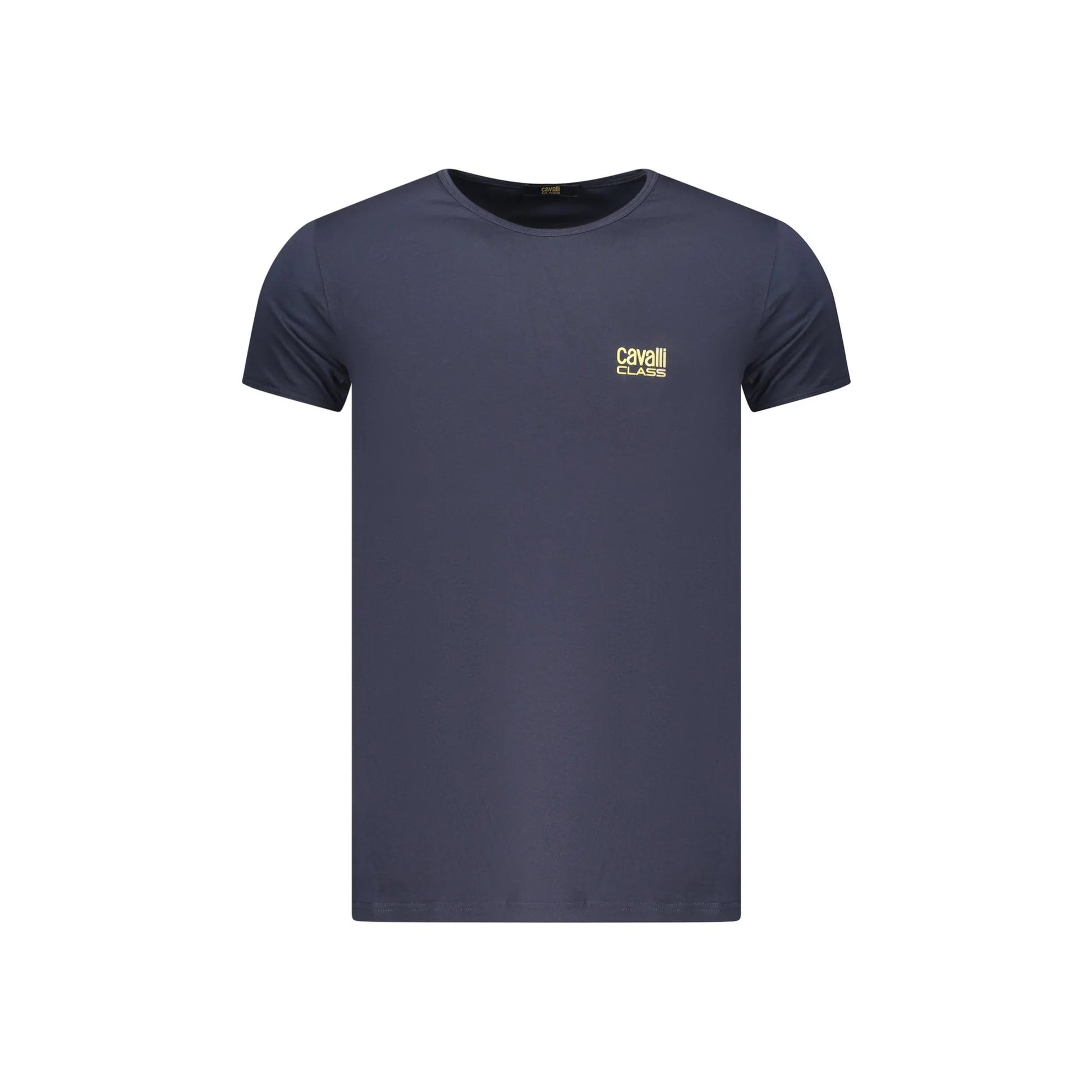 Cavalli Class T-Shirt Uomo Blu Girocollo Cotone Stampa Logo - foto prodotto