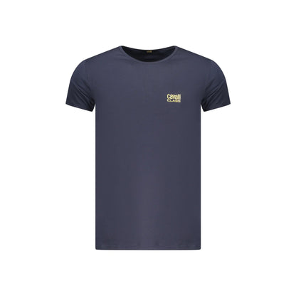 Cavalli Class T-Shirt Uomo Blu Girocollo Cotone Stampa Logo - foto prodotto