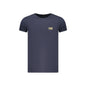 Cavalli Class T-Shirt Uomo Blu Girocollo Cotone Stampa Logo - foto prodotto