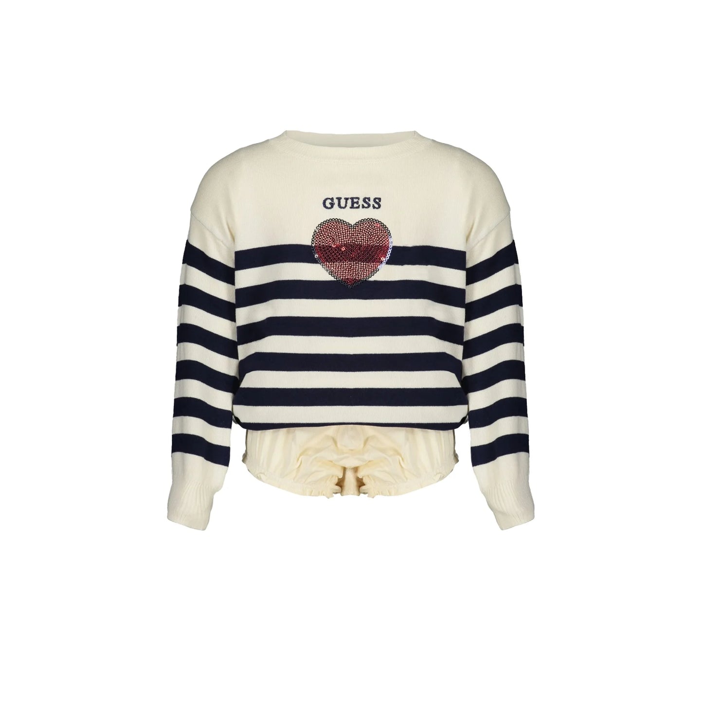 Guess Jeans Maglia Bambina Bianca A Righe Logo Maglie bambino Bianco - foto prodotto