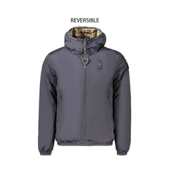 Blauer Giubbotto Maniche Lunghe Uomo Blu Reversibile con Cappuccio e Logo