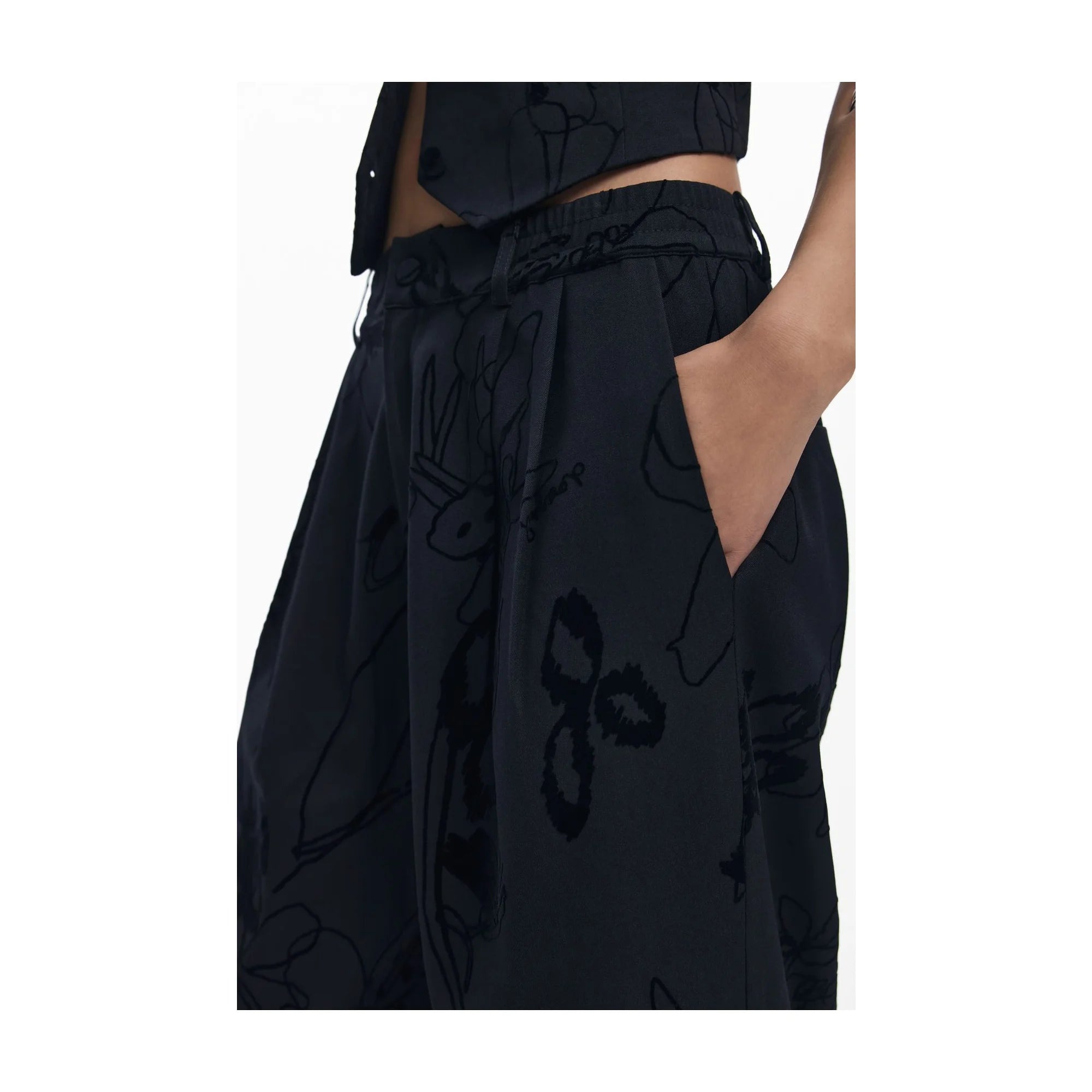 DESIGUAL PANTALONE DONNA NERO