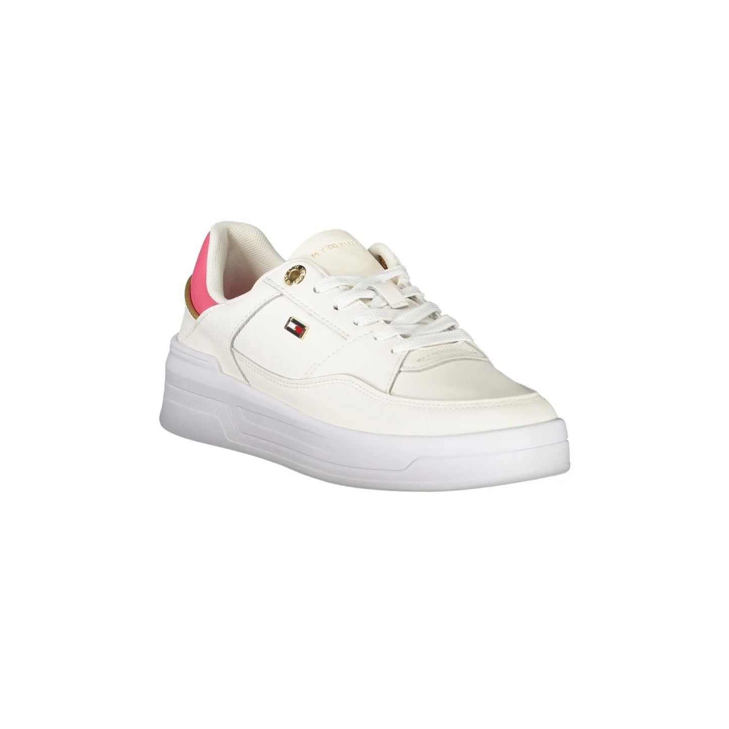 TOMMY HILFIGER Scarpe Sneakers Donna Bianche con Dettagli Oro e Fucsia bianco - vista 2