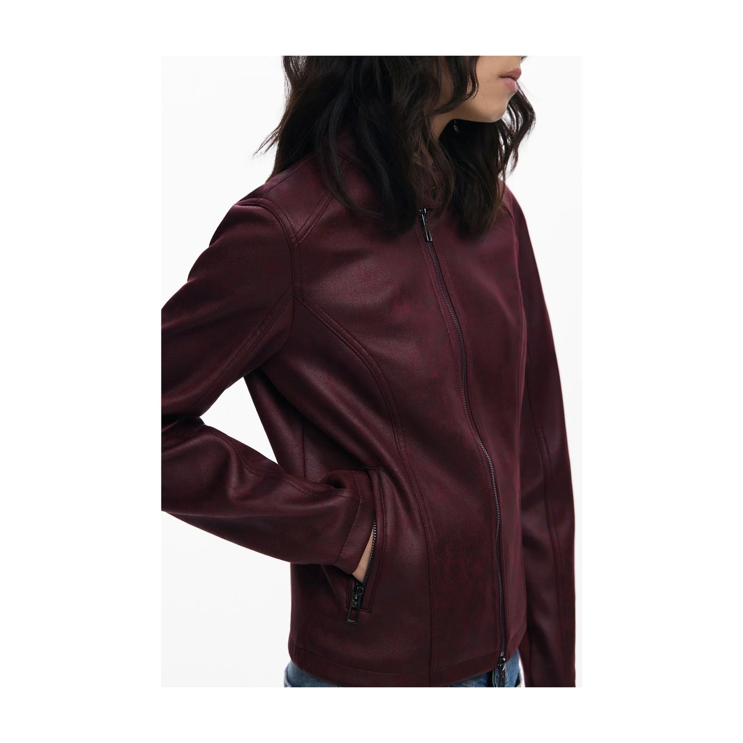 Desigual Giubbotto Maniche Lunghe Donna Rosso Zip Giubbotti e Giacche - vista 3