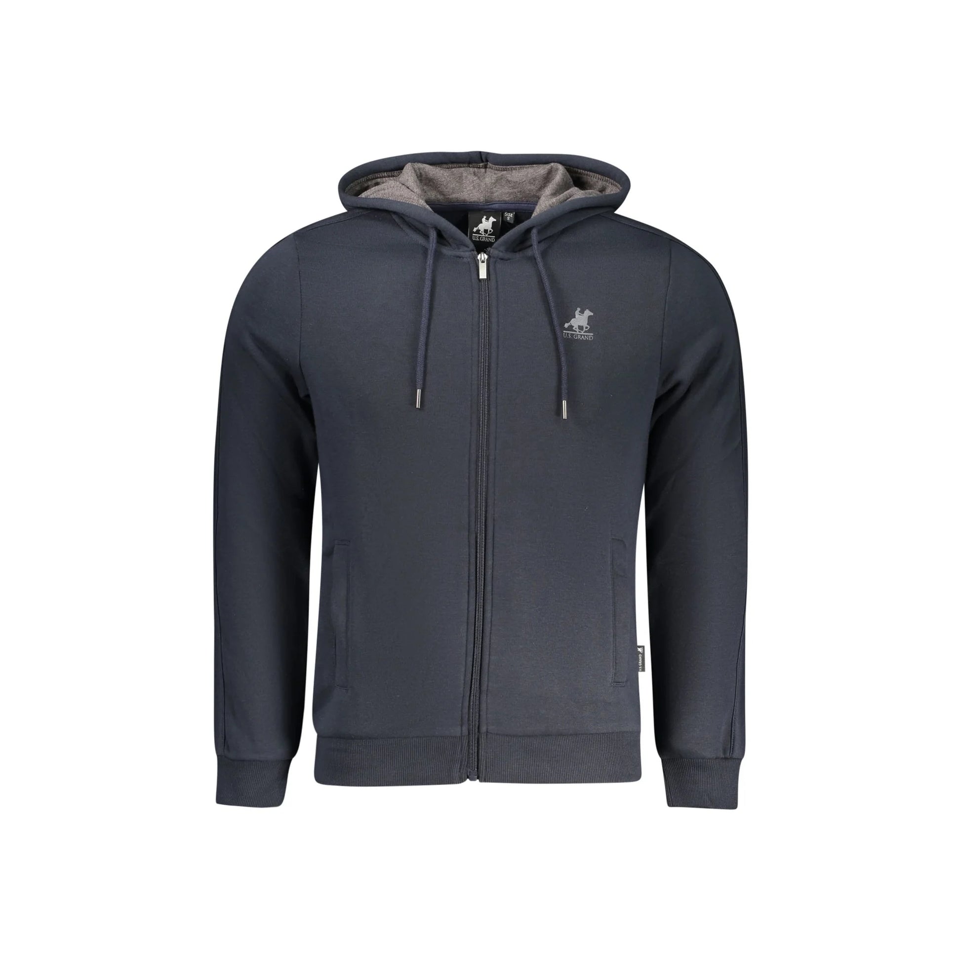 U.S. Grand Felpa Uomo Blu con Cappuccio Zip Felpata Tasche Logo Felpe - foto prodotto