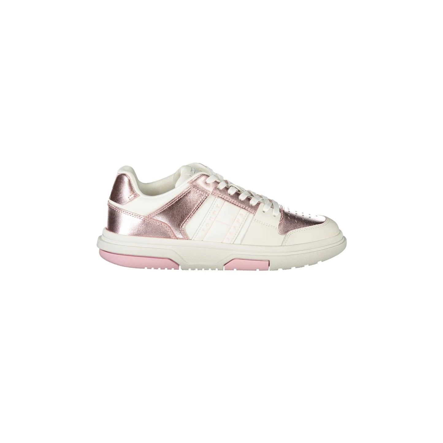 TOMMY HILFIGER Scarpe Sneakers Donna Bianche con Dettagli Rosa e Plantare Removibile Bianco - foto prodotto