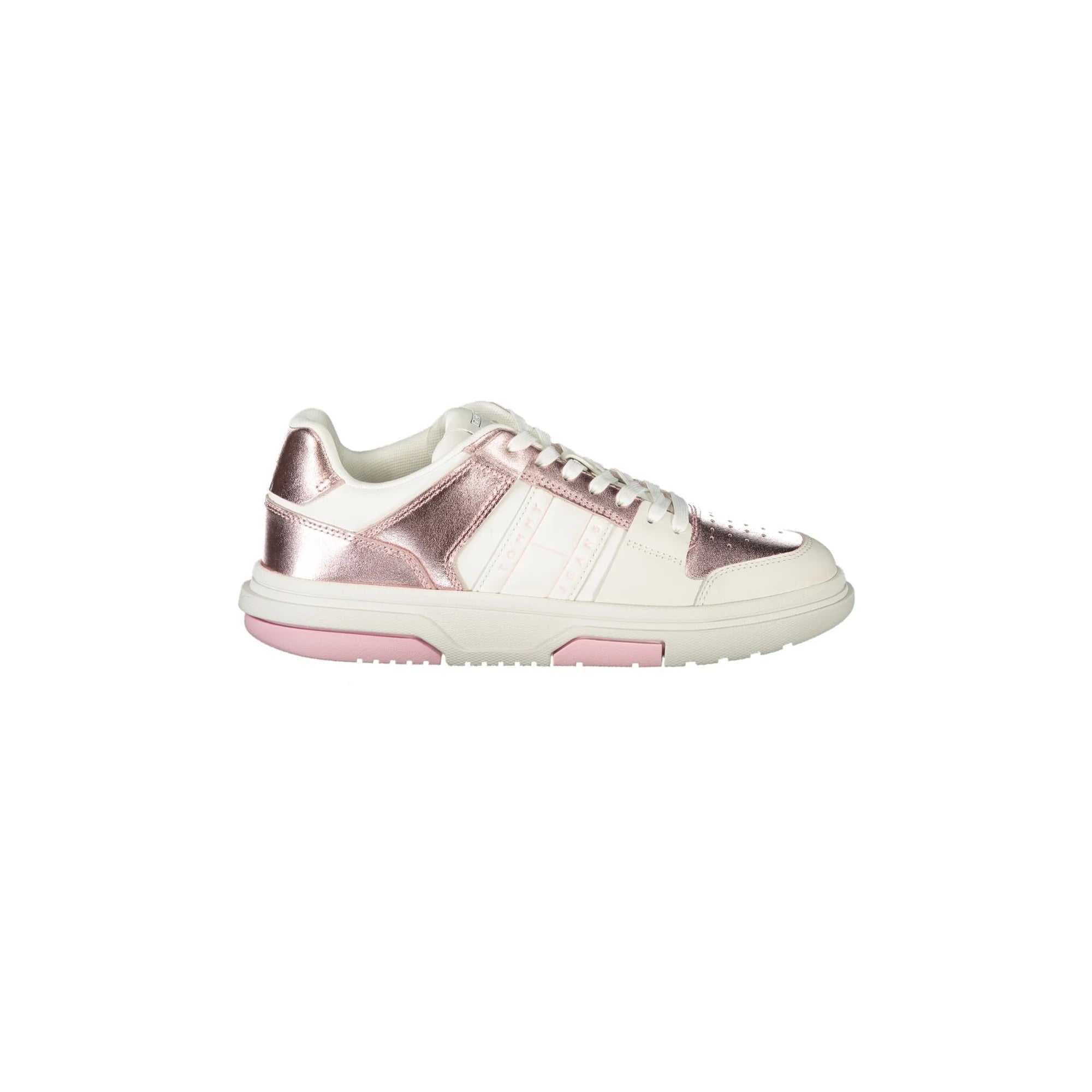 TOMMY HILFIGER Scarpe Sneakers Donna Bianche con Dettagli Rosa e Plantare Removibile Bianco - foto prodotto