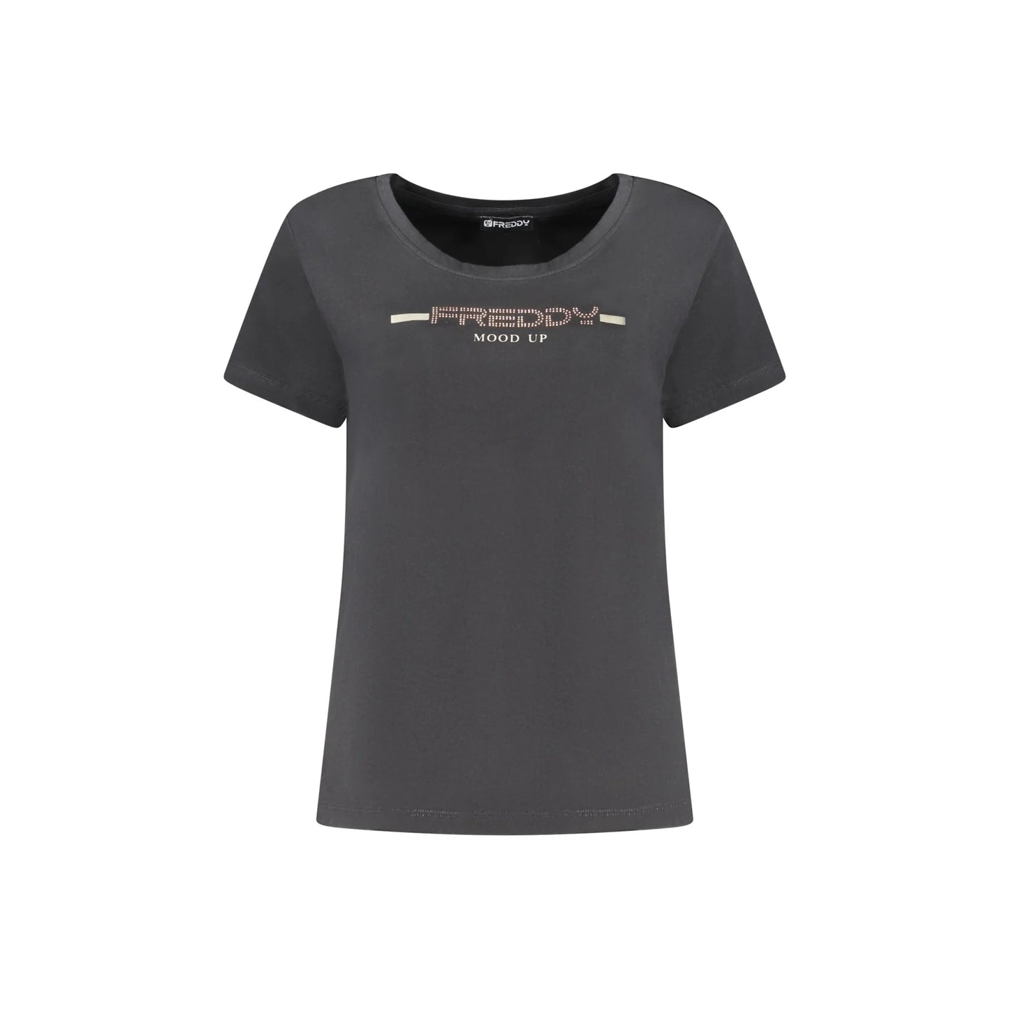 Freddy T-Shirt Maniche Corte Donna Nera Applicazione Strass Nero - foto prodotto