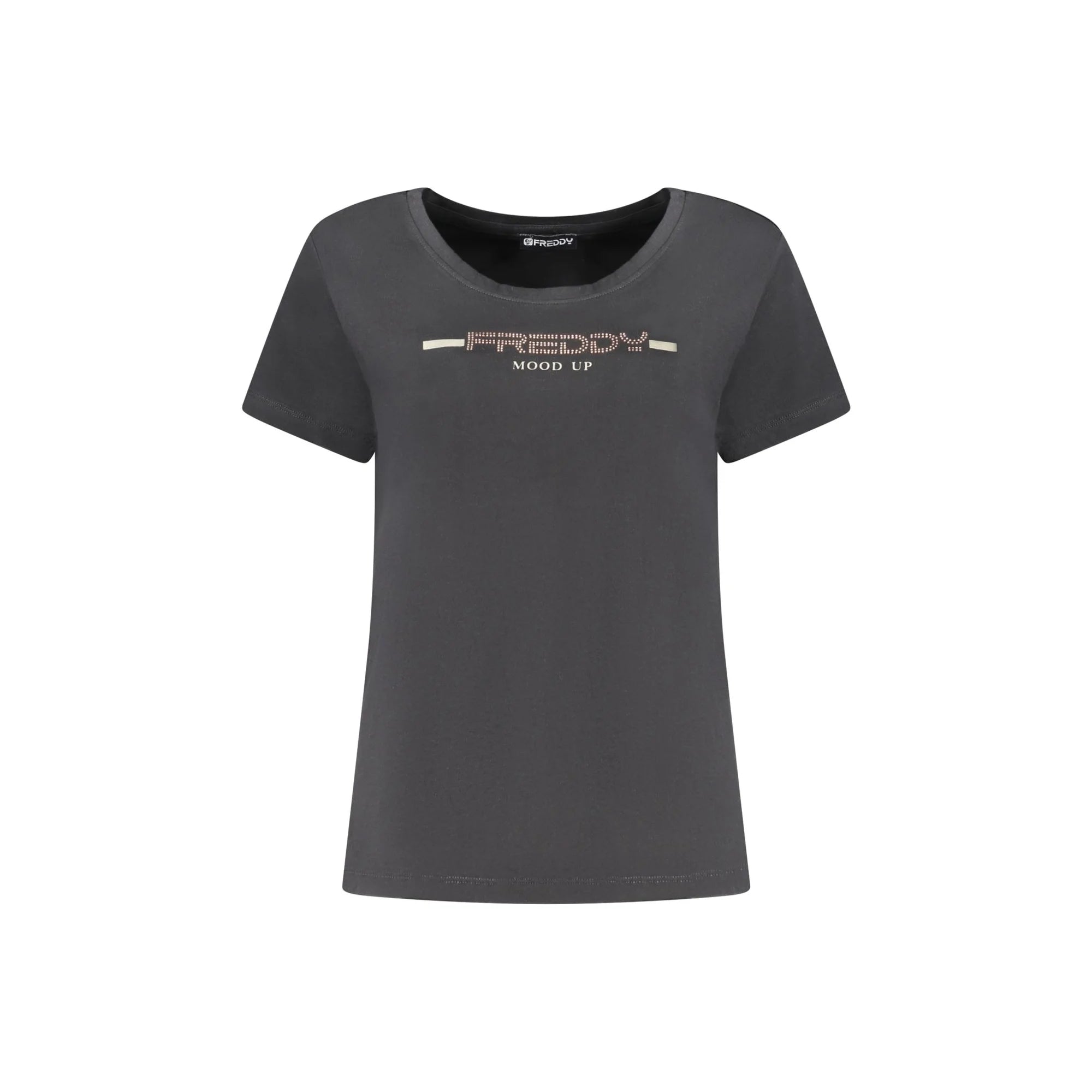 Freddy T-Shirt Maniche Corte Donna Nera Applicazione Strass Nero - foto prodotto