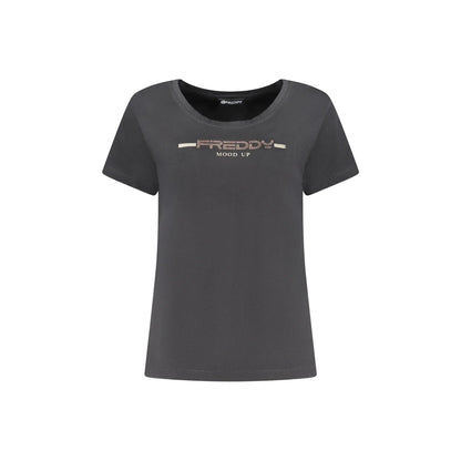 Freddy T-Shirt Maniche Corte Donna Nera Applicazione Strass Nero - foto prodotto