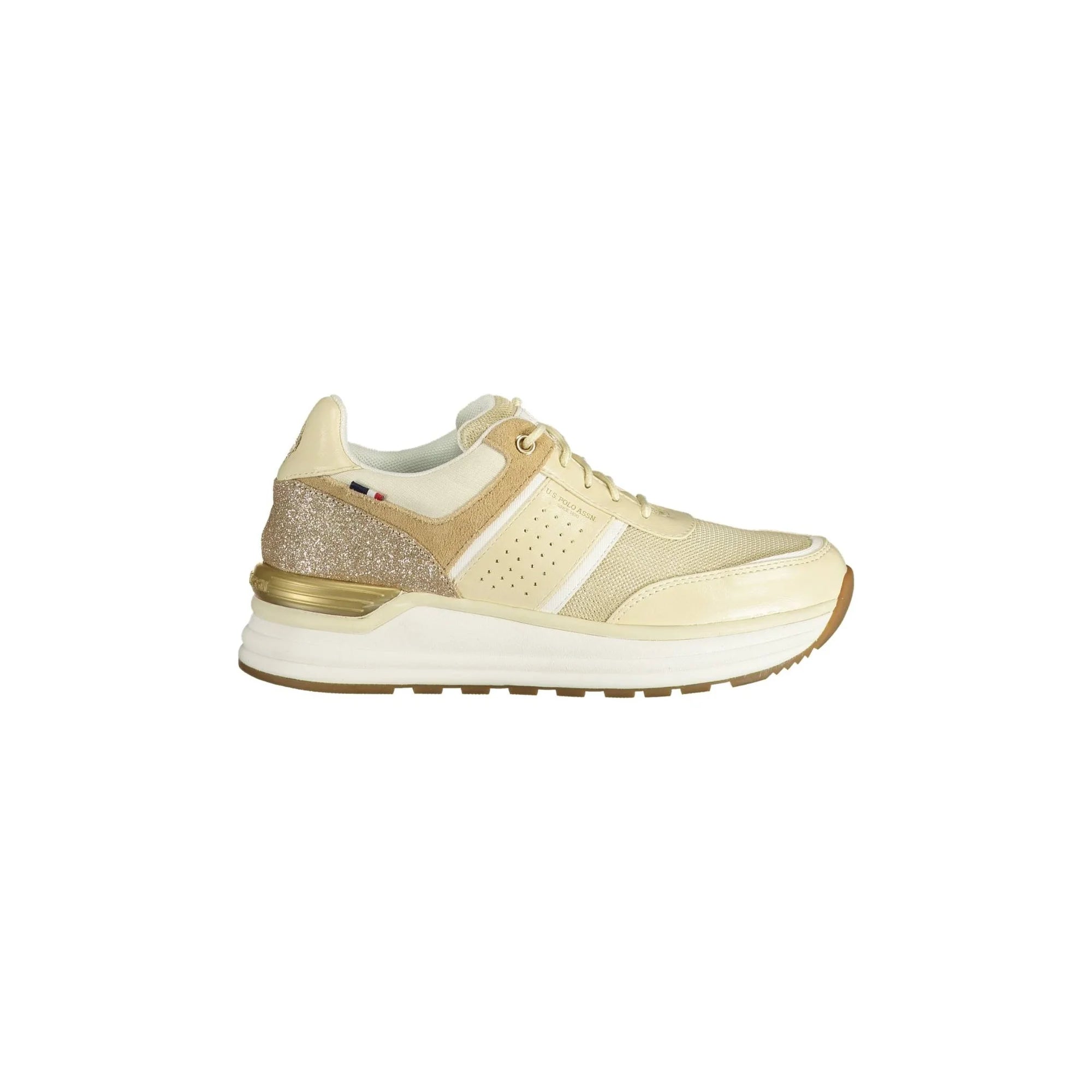 U.S. POLO ASSN. Scarpe Sneakers Donna Beige con Lacci e Logo - foto prodotto