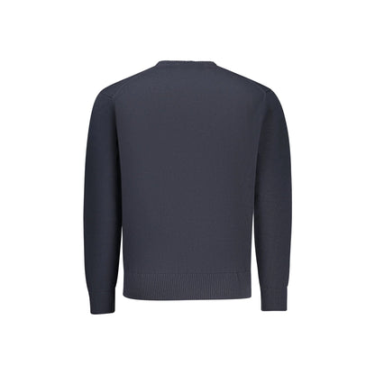 Guess Jeans Maglia Uomo Blu Girocollo Maniche Lunghe Logo Maglie - vista 2