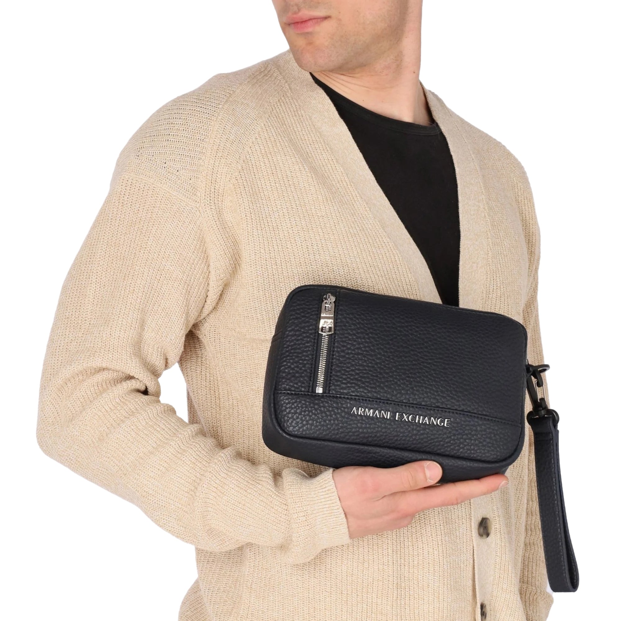 Beauty Case Uomo Armani Exchange con Laccio in Tessuto Riciclato