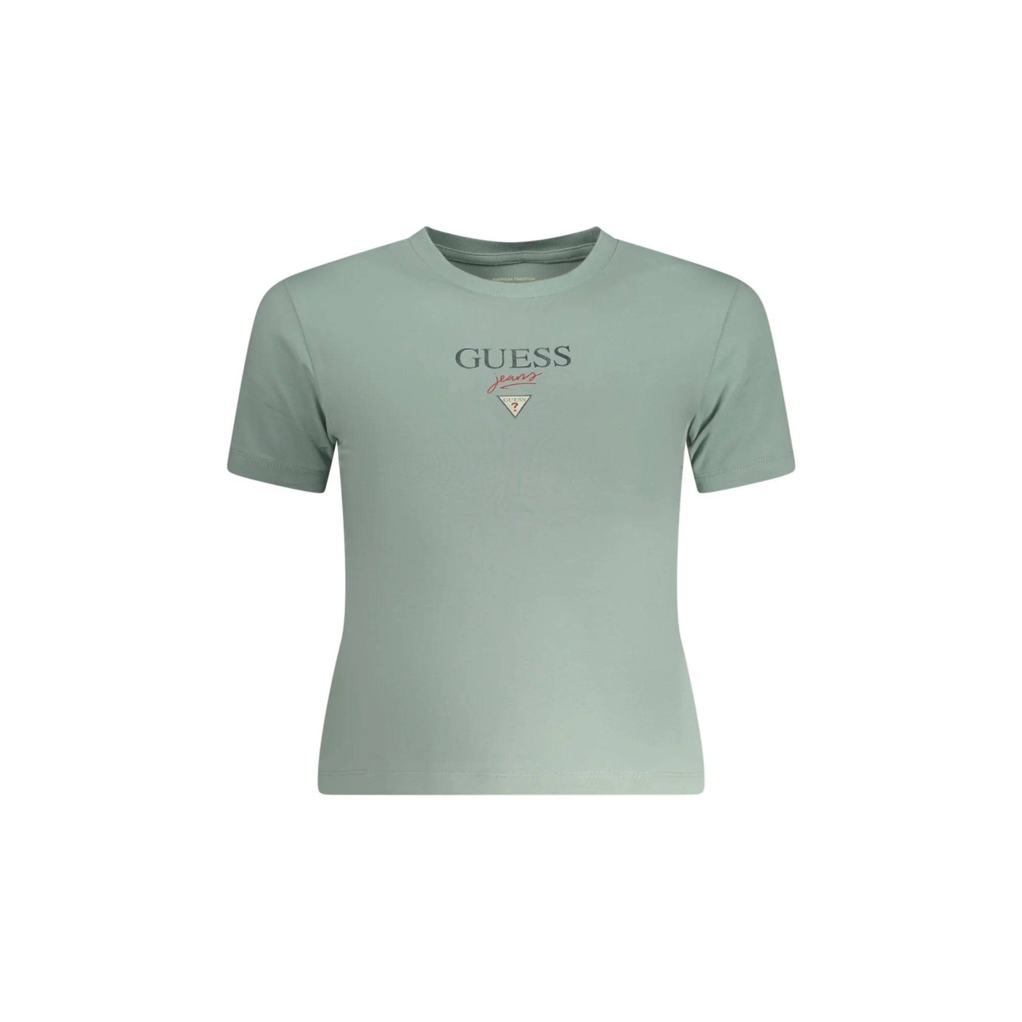 GUESS JEANS T-SHIRT MANICHE CORTE DONNA VERDE