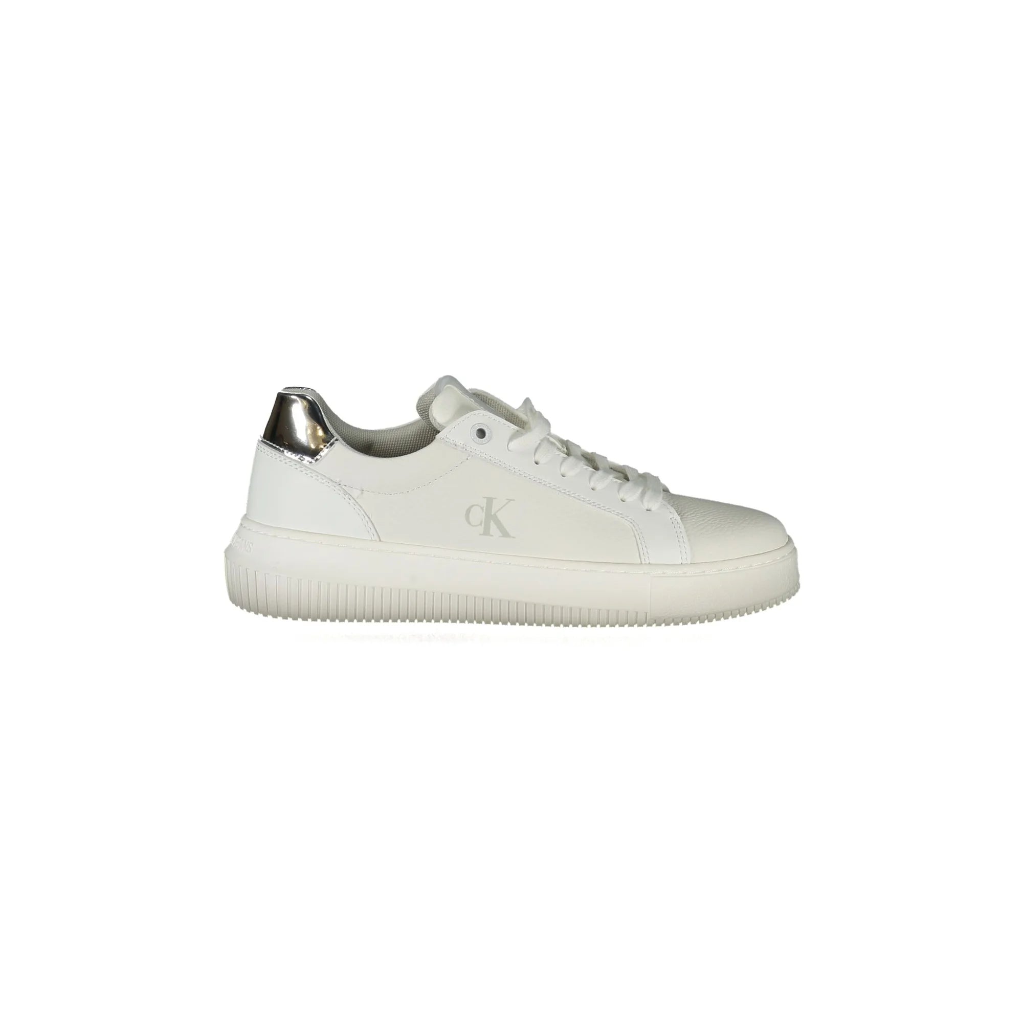 CALVIN KLEIN Scarpe Sneakers Donna Bianche con Dettagli Argento Bianco - foto prodotto