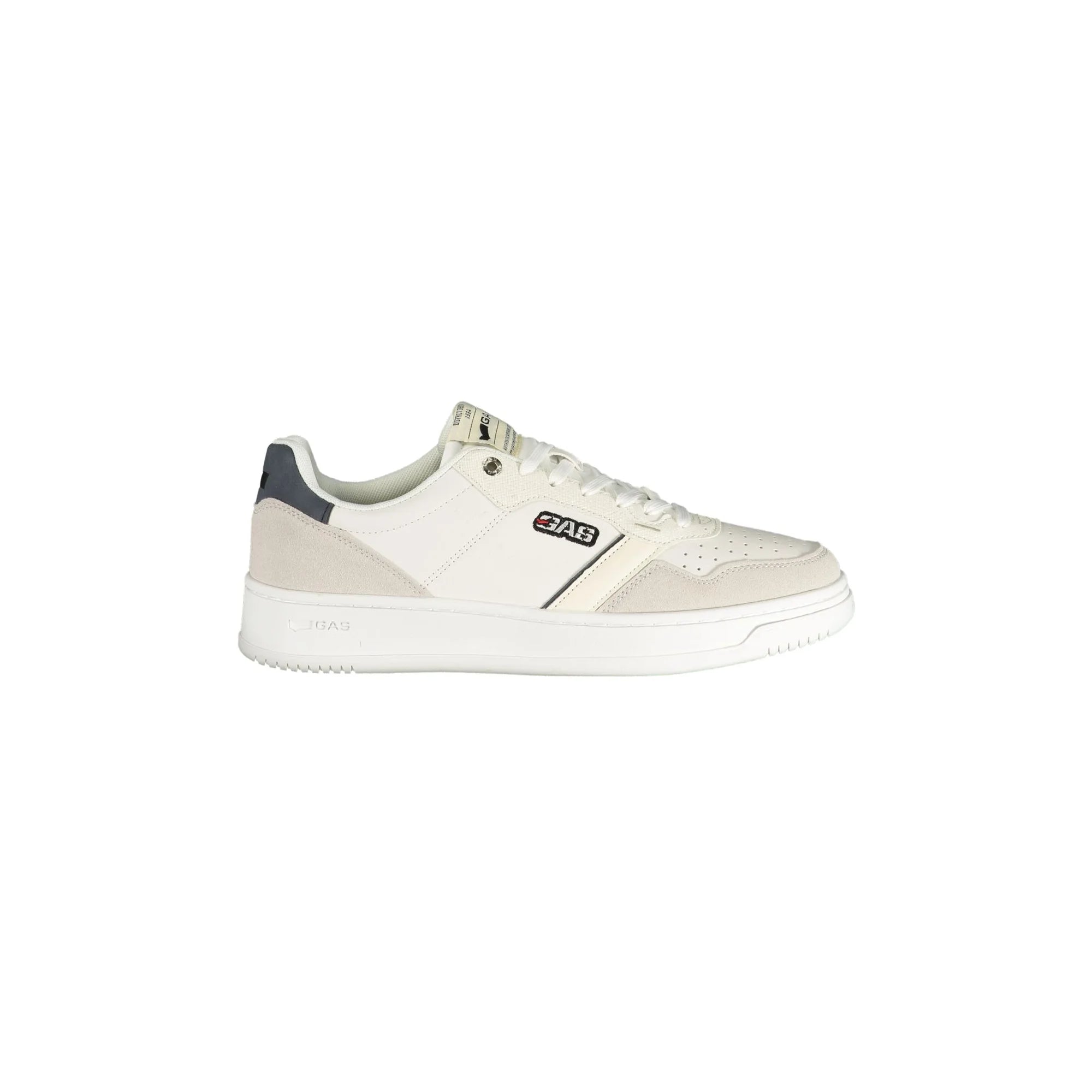 Gas Sneakers Uomo Bianche Lacci Plantare Removibile Ricamo Logo Bianco - foto prodotto