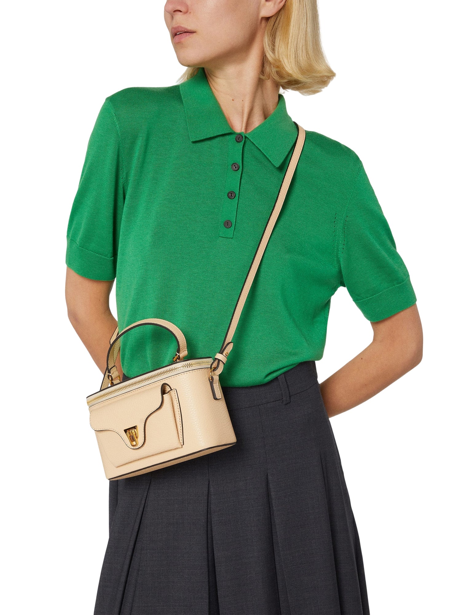 COCCINELLE Borsa Donna a Tracolla Nera, In Vera Pelle, Beat Generation