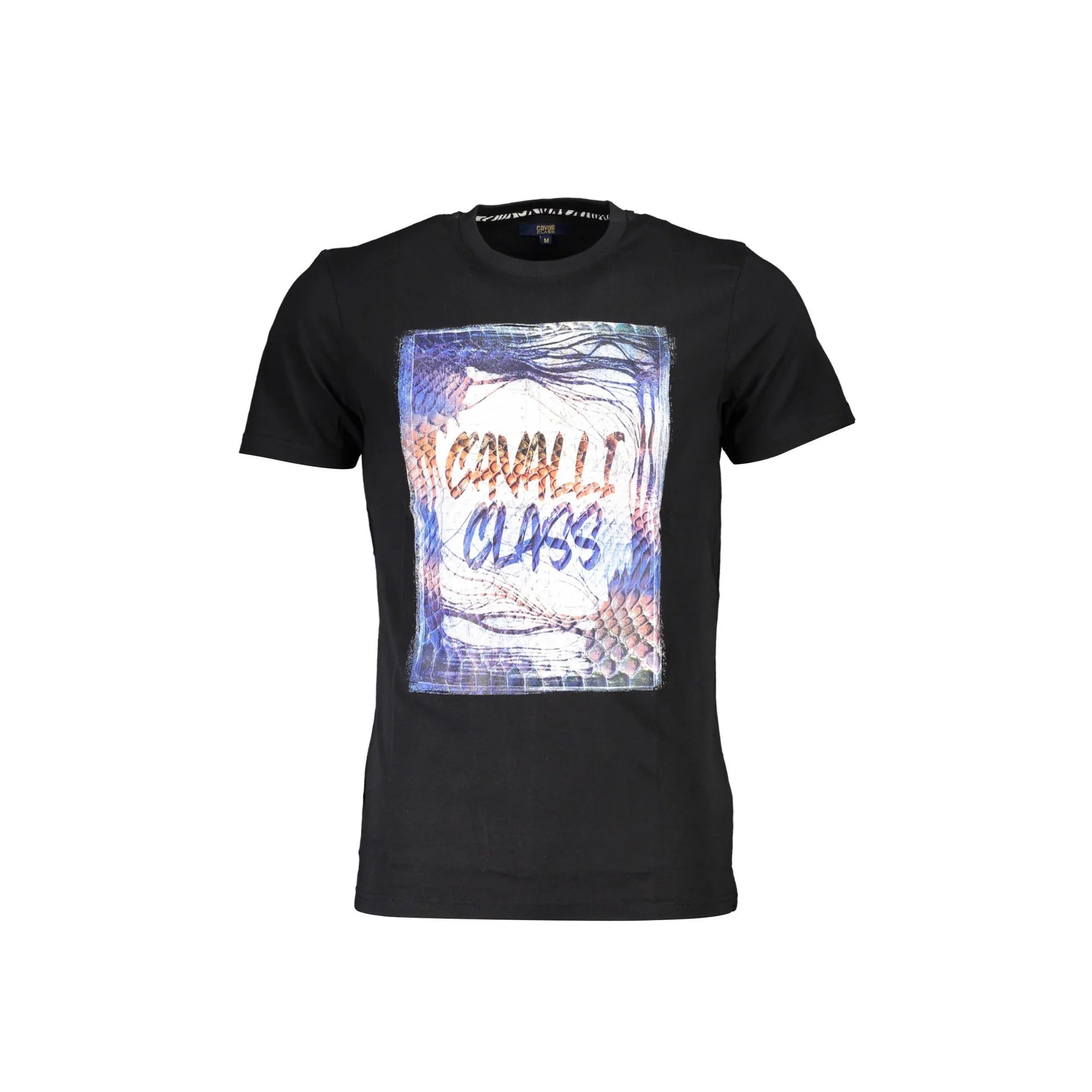 Cavalli Class T-Shirt Maniche Corte Uomo Nera Stampa Logo Nero - foto prodotto