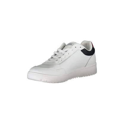 TOMMY HILFIGER Scarpe Sneakers Uomo Bianche in Pelle con Dettagli a Contrasto bianco - vista 3