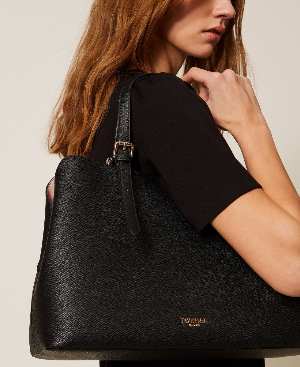Twinset Borsa a Spalla Donna Nera Logo Borse nero - vista 2