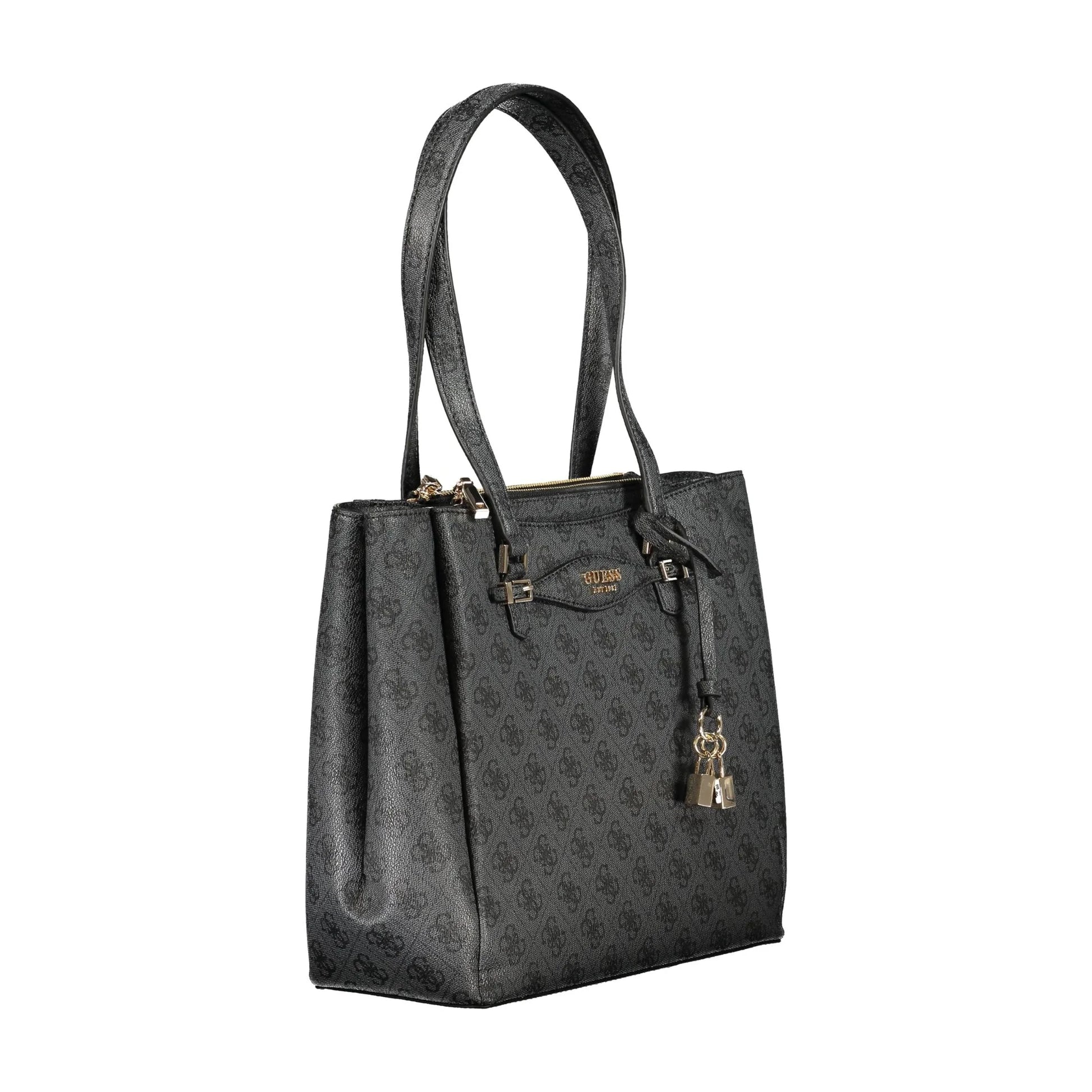 Guess Jeans Borsa a Spalla Donna Nera Dettagli a Contrasto Borse nero - vista 3