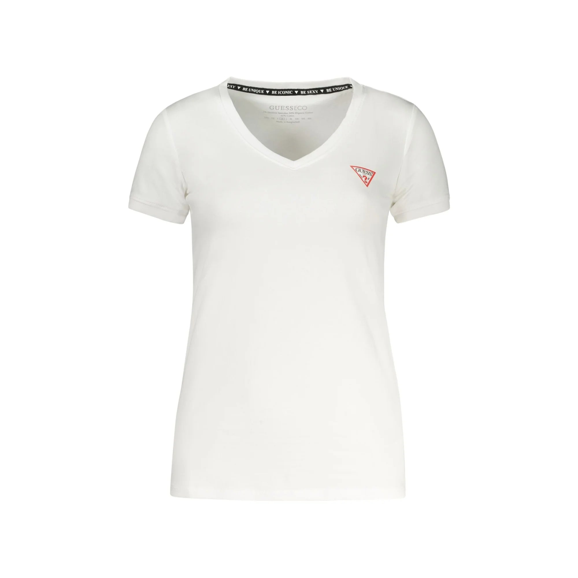GUESS JEANS T-SHIRT MANICHE CORTE DONNA BIANCO