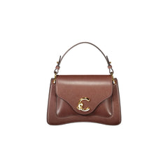 Coccinelle Umhängetasche echtes Leder Damen Braun mit Logo