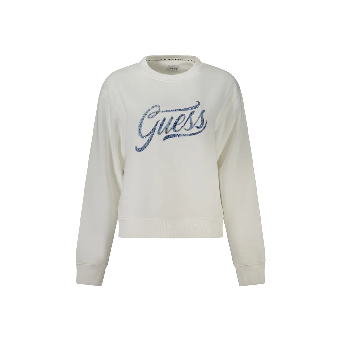 Guess Jeans Felpa Maniche Lunghe Donna Bianca Ricamo Felpe Bianco - foto prodotto