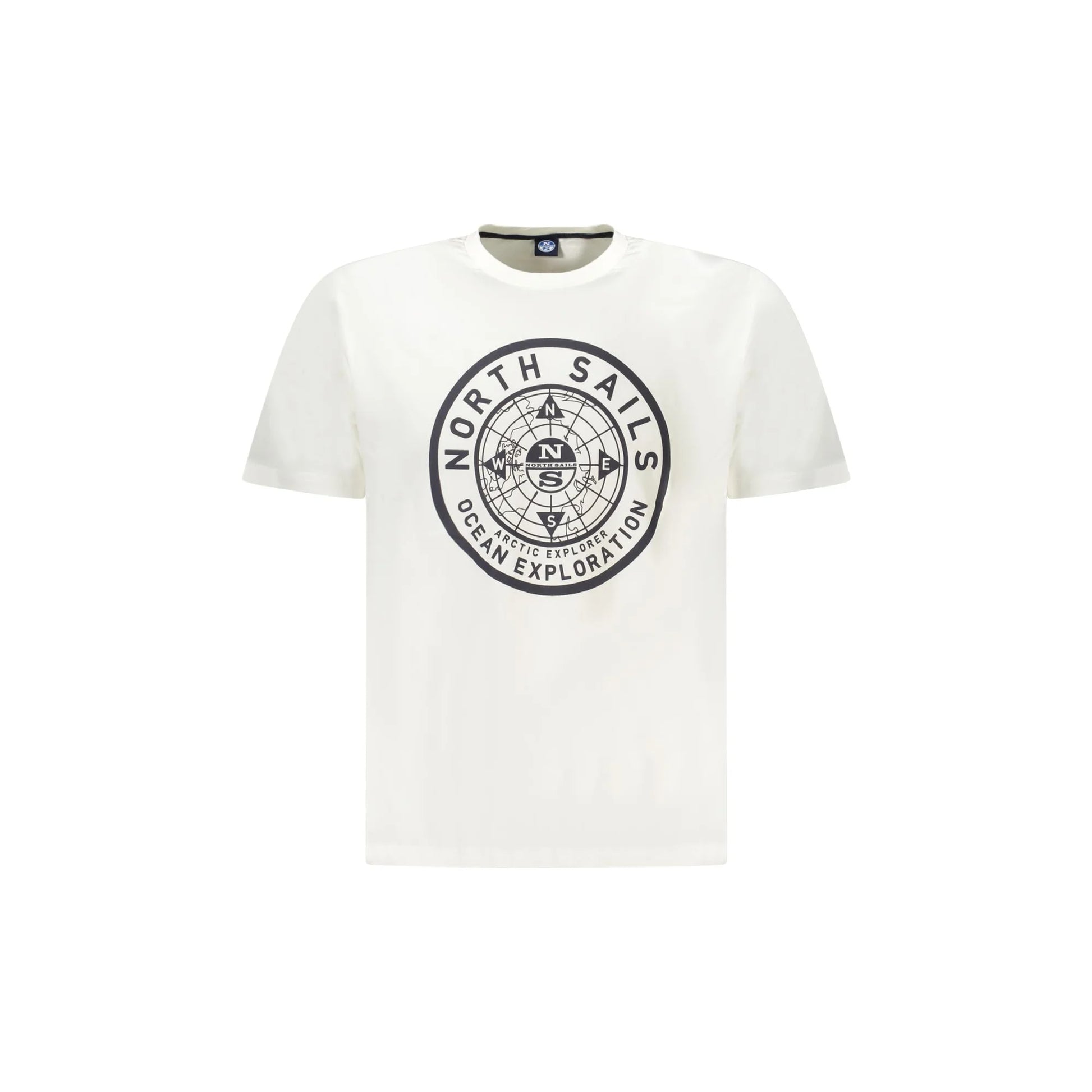 North Sails T-Shirt Uomo Bianca Girocollo Cotone Stampa Logo Bianco - foto prodotto