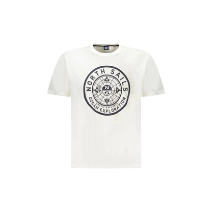 North Sails T-Shirt Uomo Bianca Girocollo Cotone Stampa Logo Bianco - foto prodotto