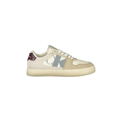 CALVIN KLEIN Scarpe Sneakers Uomo Beige con Dettagli Grigio e Bordeaux