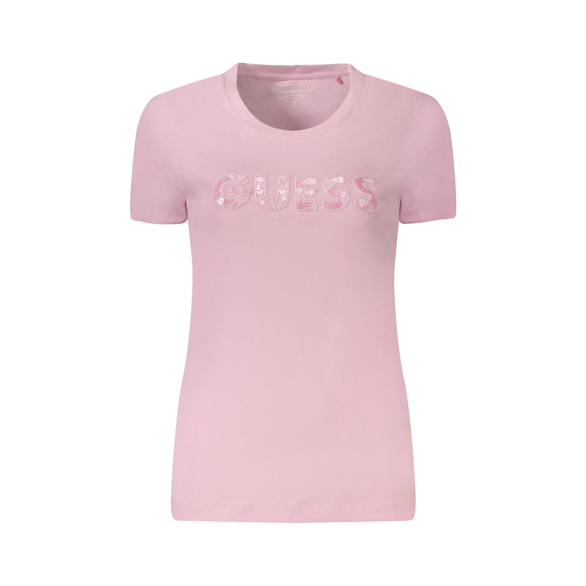 GUESS JEANS T-SHIRT MANICHE CORTE DONNA ROSA