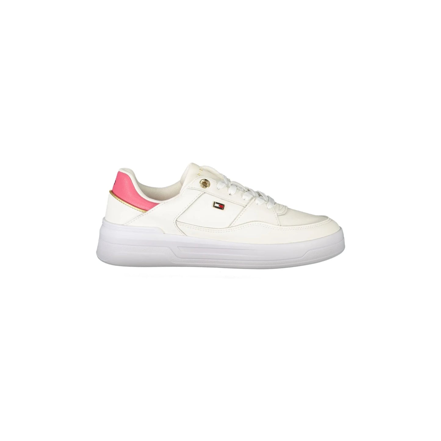TOMMY HILFIGER Scarpe Sneakers Donna Bianche con Dettagli Oro e Fucsia Bianco - foto prodotto