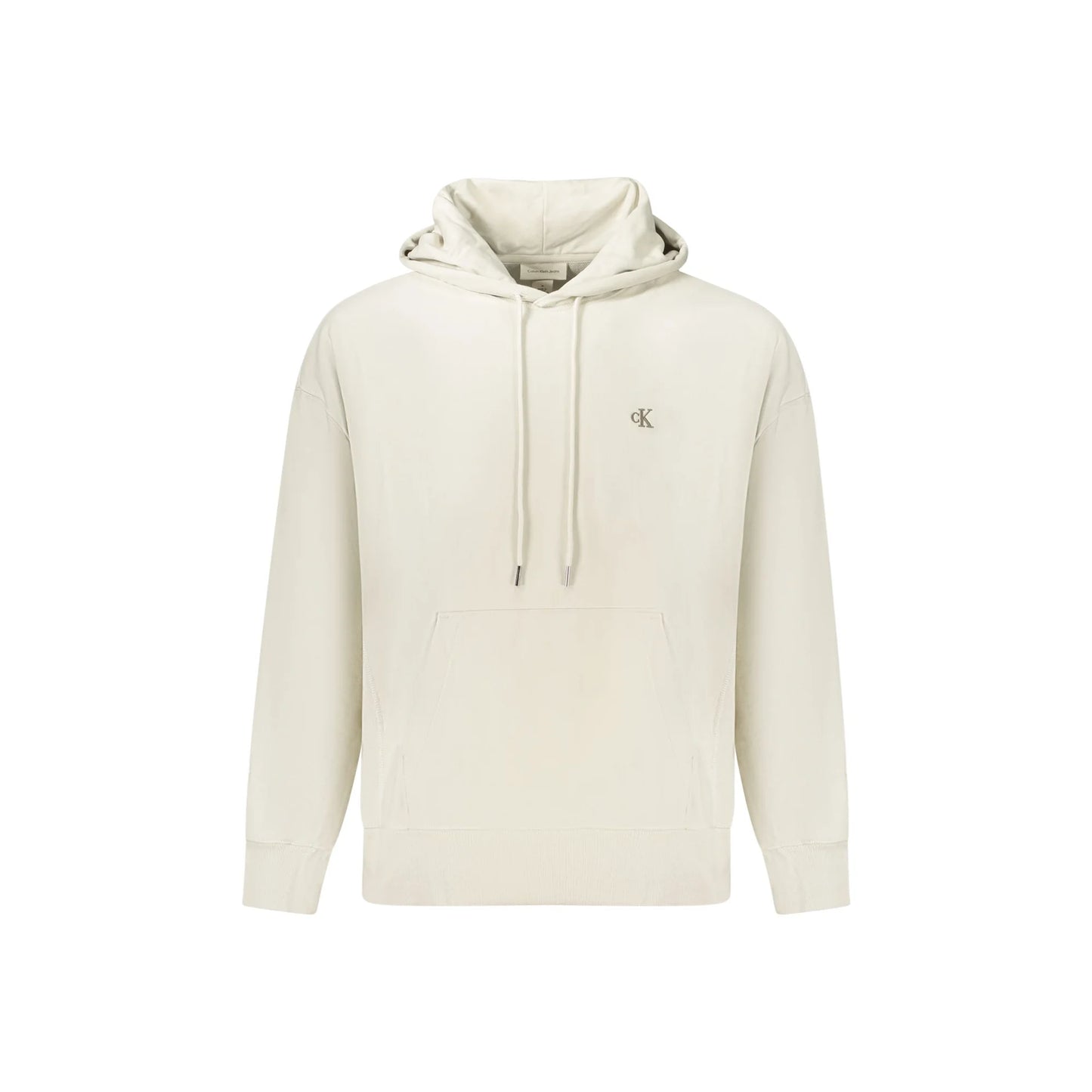 Calvin Klein Felpa Uomo Beige Cappuccio Garzata Tascone Ricamo Felpe - foto prodotto