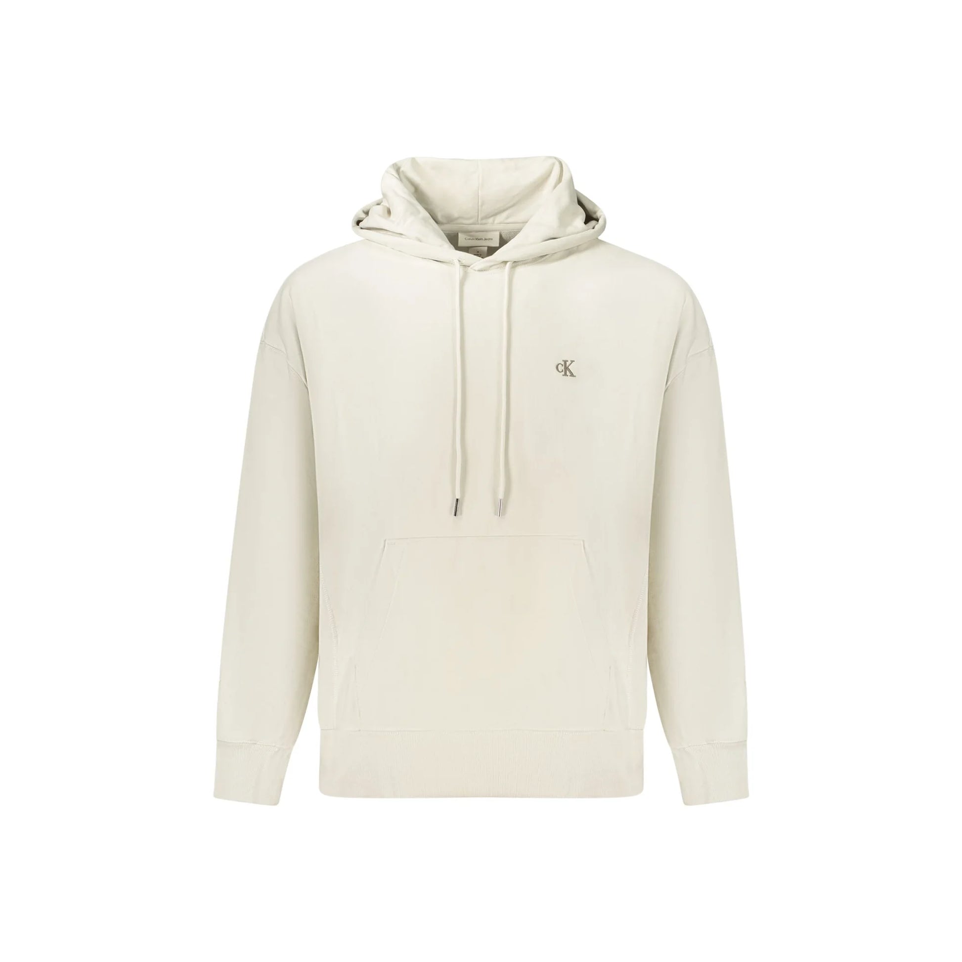 Calvin Klein Felpa Uomo Beige Cappuccio Garzata Tascone Ricamo Felpe - foto prodotto