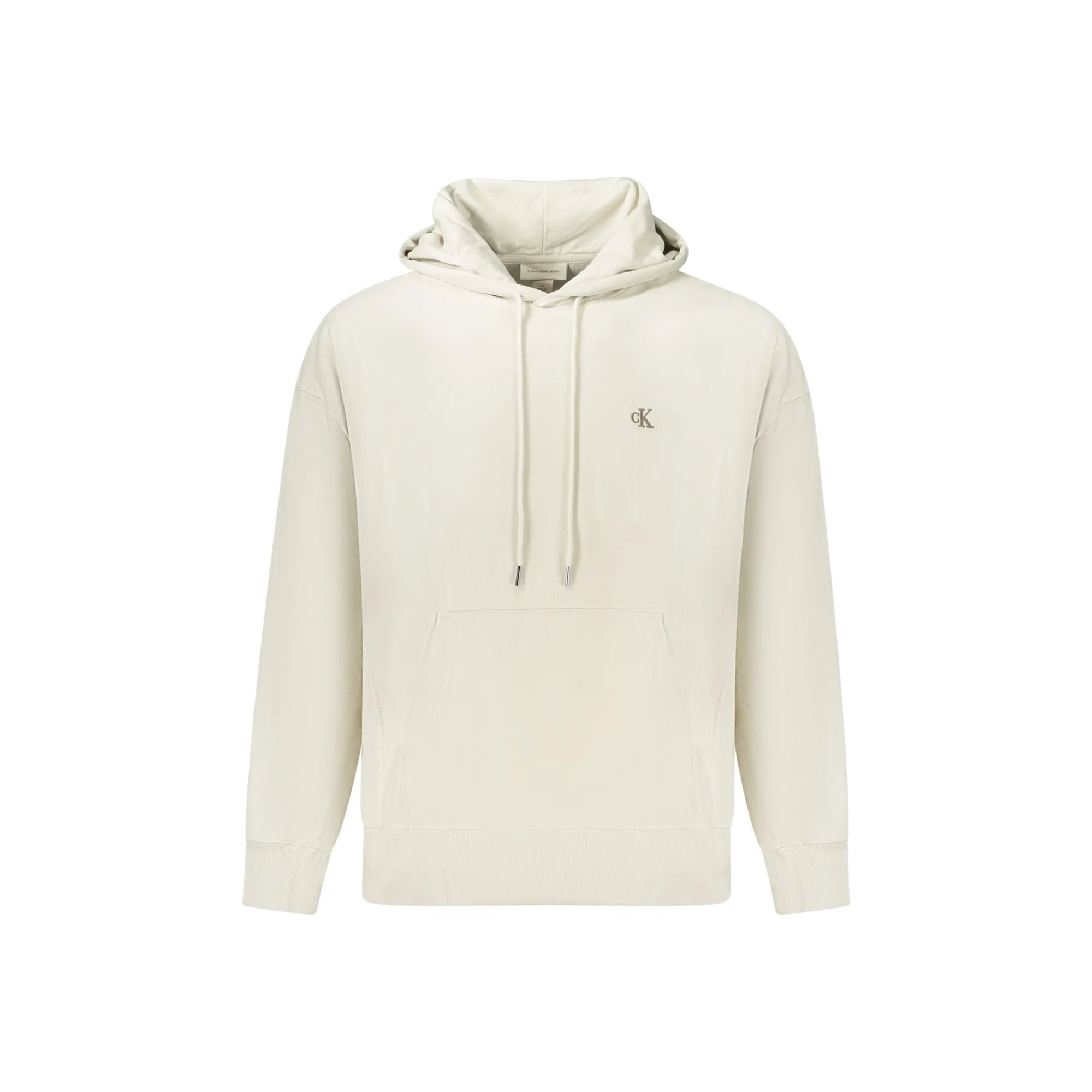 Calvin Klein Felpa Uomo Beige Cappuccio Garzata Tascone Ricamo Felpe - foto prodotto