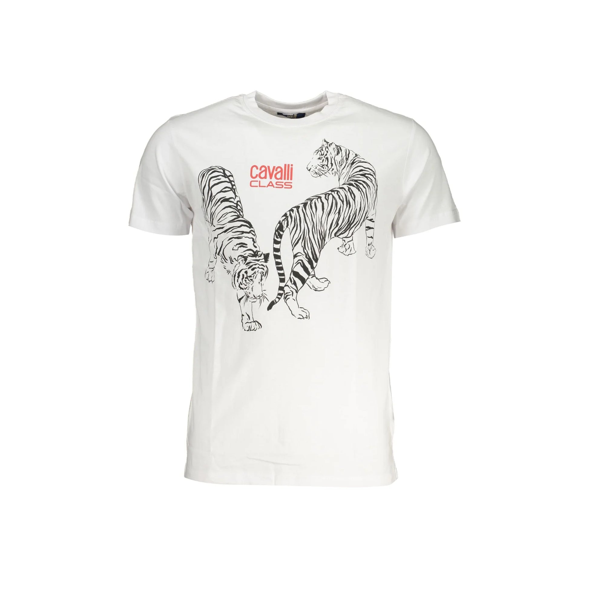 Cavalli Class T-Shirt Maniche Corte Uomo Bianca Stampa Logo Bianco - foto prodotto