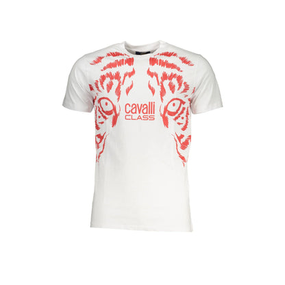 Cavalli Class T-Shirt Maniche Corte Uomo Bianca Stampa Logo Bianco - foto prodotto
