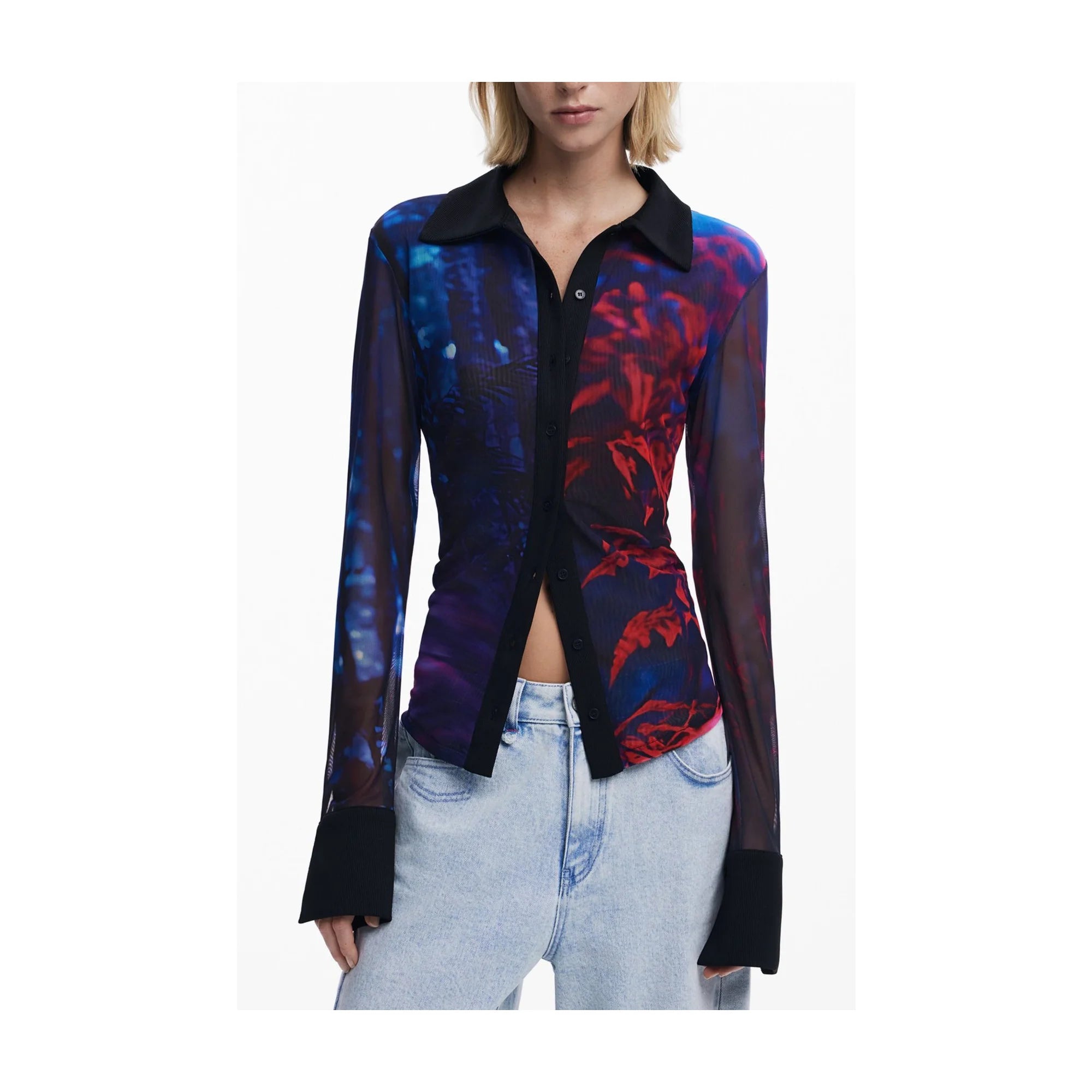 DESIGUAL CAMICIA MANICHE LUNGHE DONNA NERO