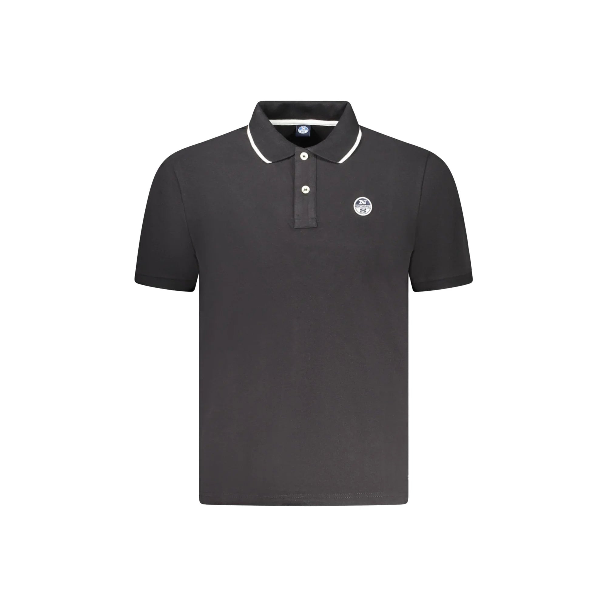 North Sails Polo Uomo Nera Maniche Corte Cotone Logo Nero - foto prodotto