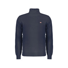 Norway 1963 Camisola Masculina Azul Gola Alta com Bordado e Logo