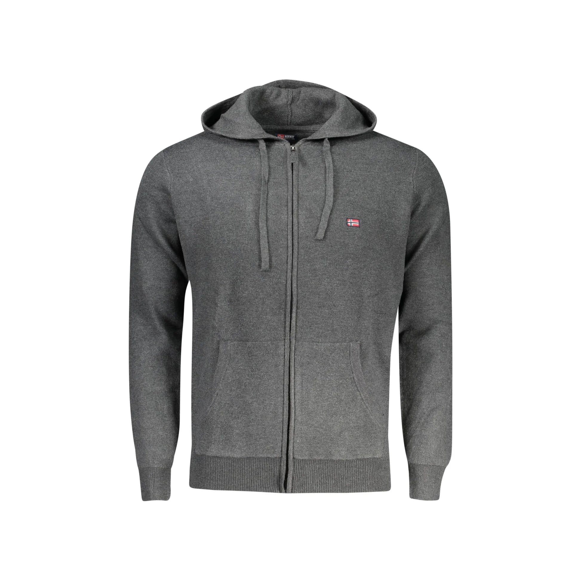Norway 1963 Cardigan Uomo Grigio con Cappuccio Zip Tasche Ricamo Logo Maglie - foto prodotto