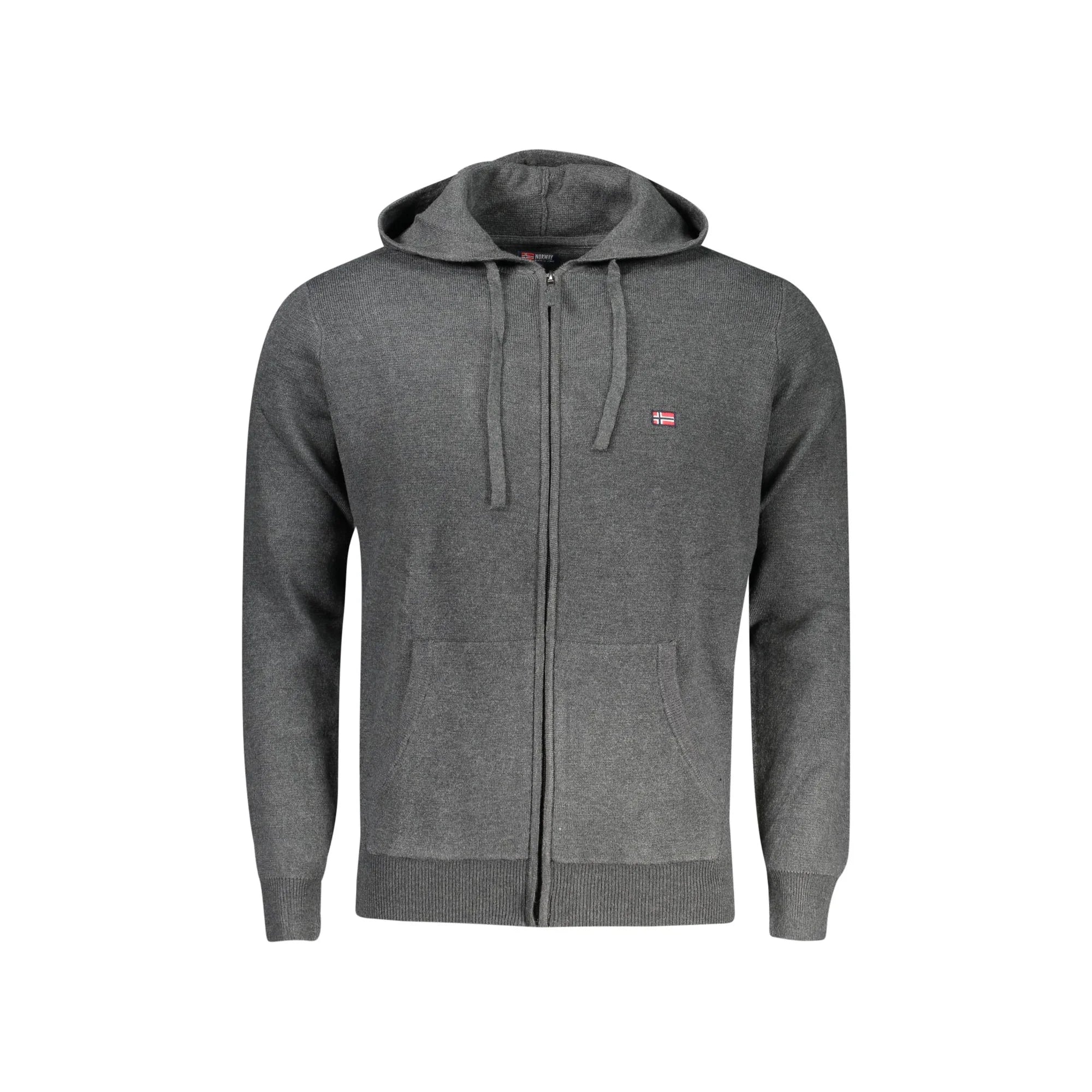 Norway 1963 Cardigan Uomo Grigio con Cappuccio Zip Tasche Ricamo Logo Maglie - foto prodotto